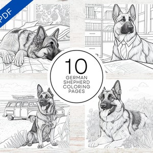 10 Cute German Shepherd Dogs Coloring Pages | Printable Dog Coloring Sheets For Teens, Adults & Dog Lovers | Stress Relief And Relaxation
