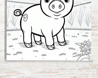 Coloring Book for Kids: Cute Animals, Pig. Fish. Robot. Cars. Bear. Frog.  Pig. Bee. Perfect for Children Ages 4-6 : Green, Charlotte: : Books