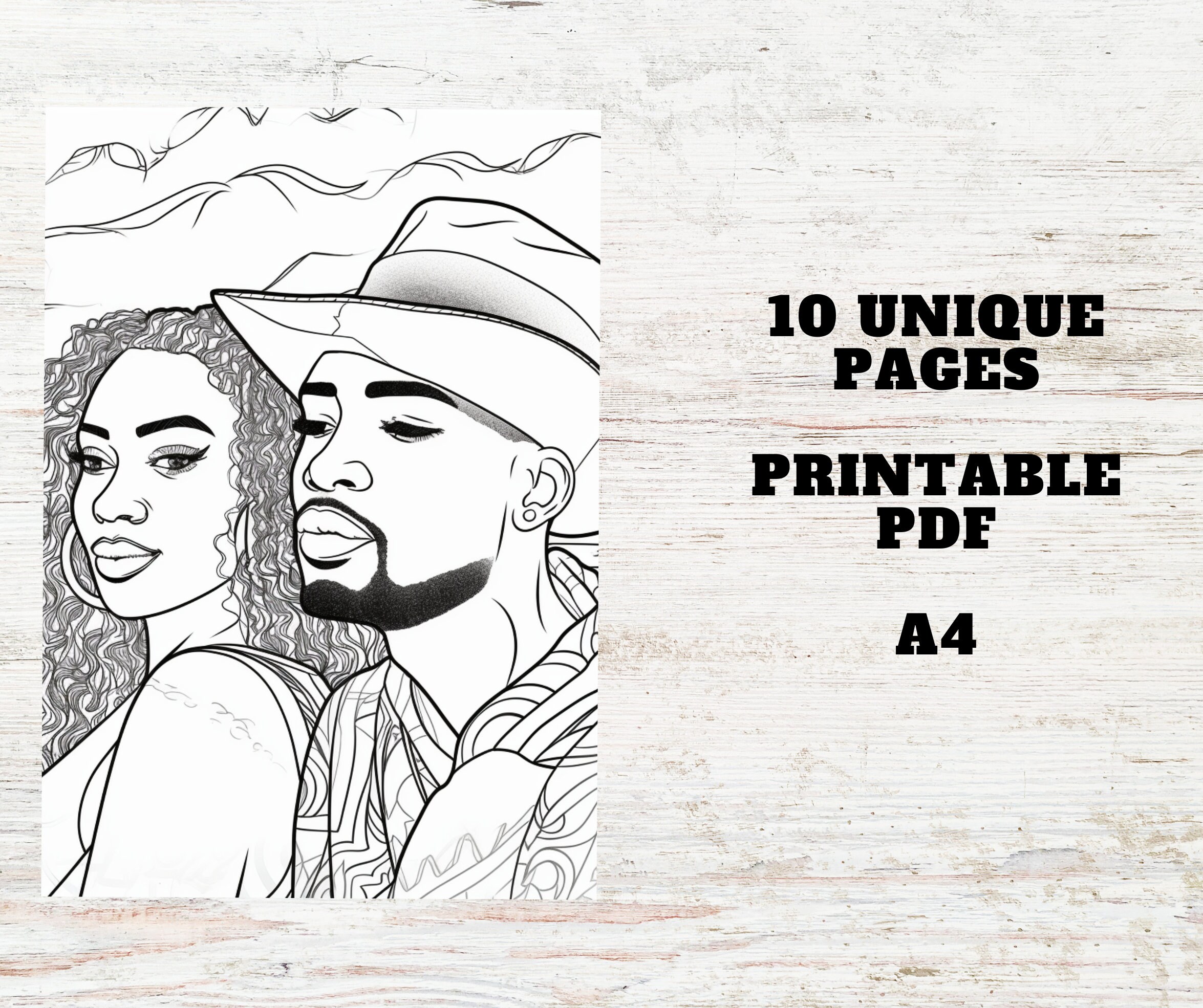 10 Black Couples in Love Coloring - Il Fullxfull.4793925308 Ajll 