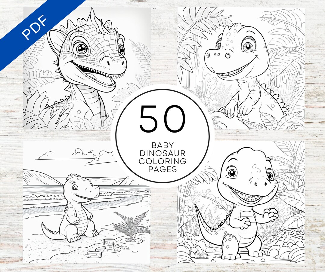 KDP Interior 50 Baby Dinosaur Coloring Pages | 8.5" X 11" Printable PDF ...