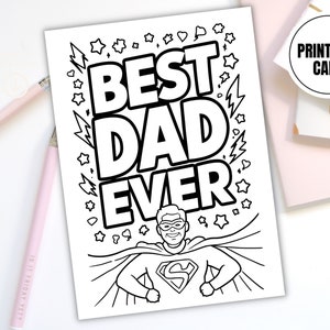Best Dad Ever Superhero Malkarte zum Ausdrucken | Vatertag Digitaler Download | Geburtstagsparty Karte | Geschenk für Vater | DIY Grußkarte