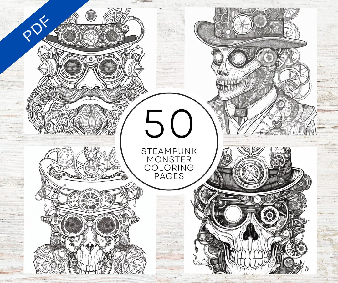 KDP Interior 50 Steampunk Monsters Coloring Pages | 8.5" X 11 ...