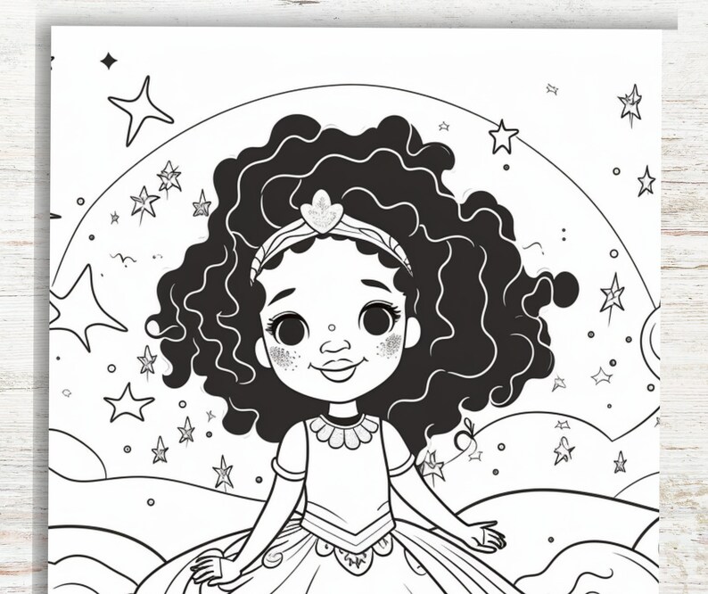 10 Black Princess Coloring Pages Printable PDF A4 Inclusive Cute
