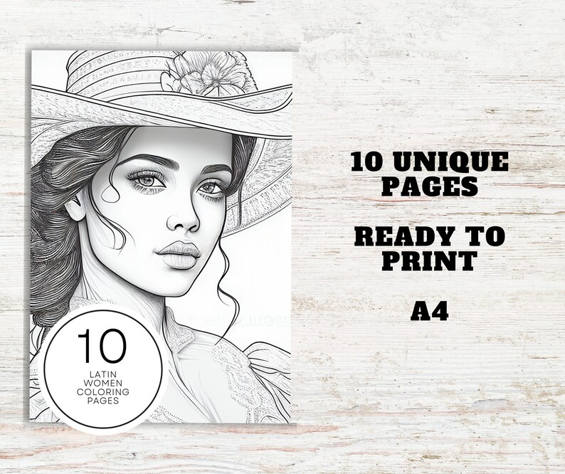 10 Beautiful Latin Women Coloring Pages | Printable PDF 10 Pages A4 ...