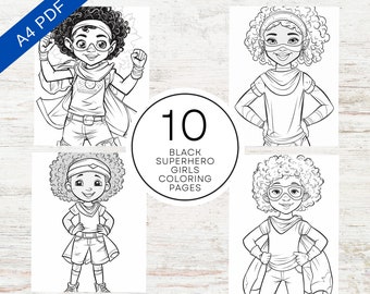 10 Black Girl Superhero Coloring Pages For Kids | A4 Printable PDF | Cute, Diverse and Inclusive Coloring Sheets