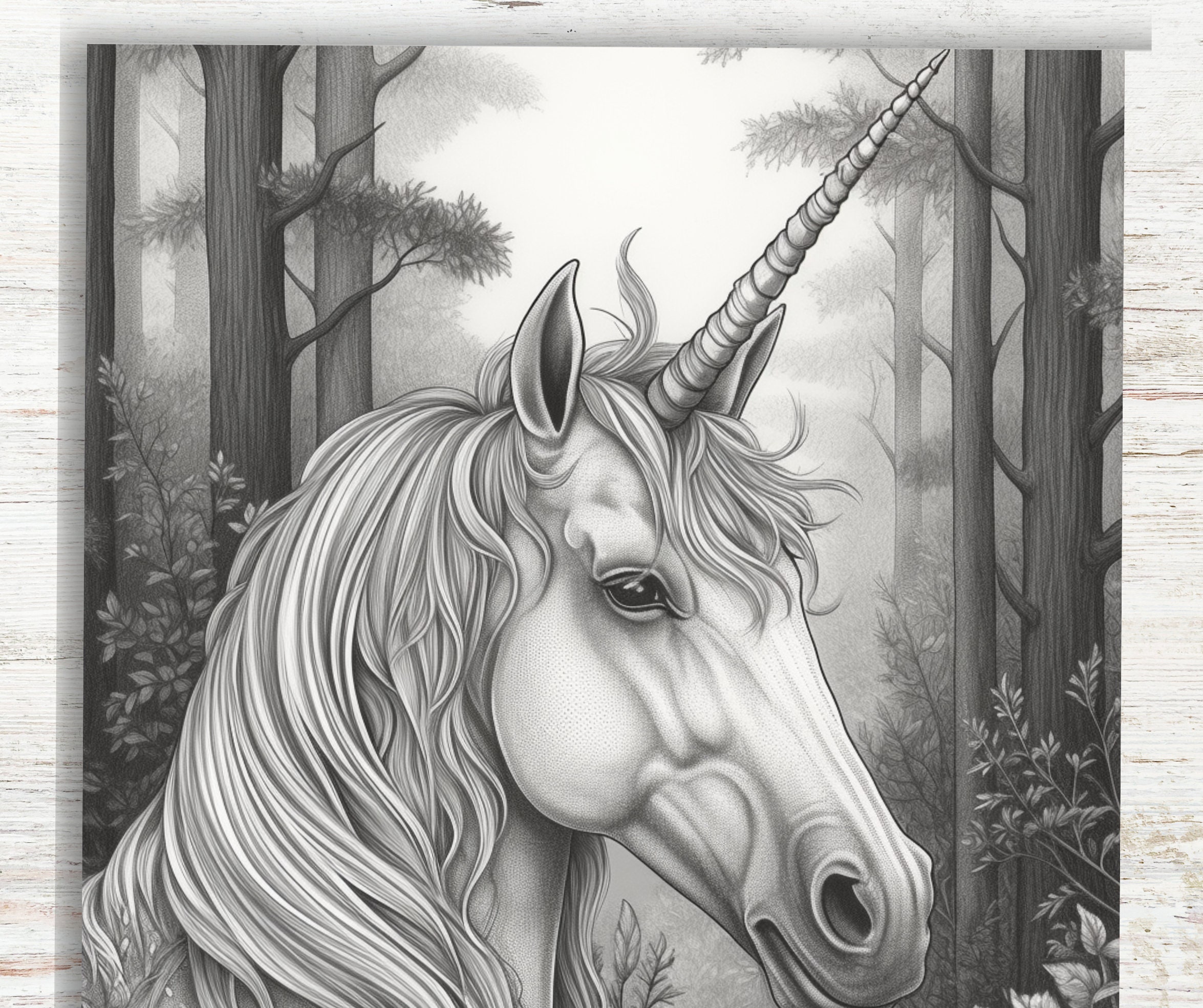 10 Grayscale Unicorn Coloring Pages for Adults Digital Coloring Sheets ...