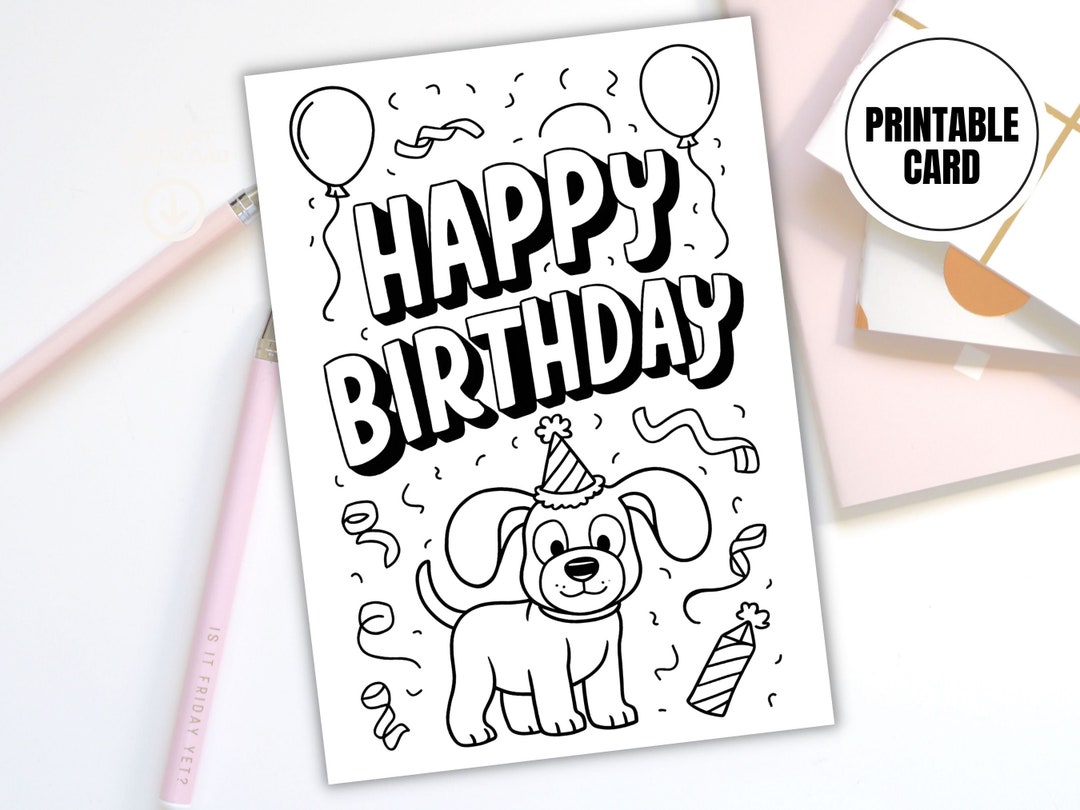 Happy Birthday Dog Coloring Card - Il 1080xN.6010600846 Rcp8 