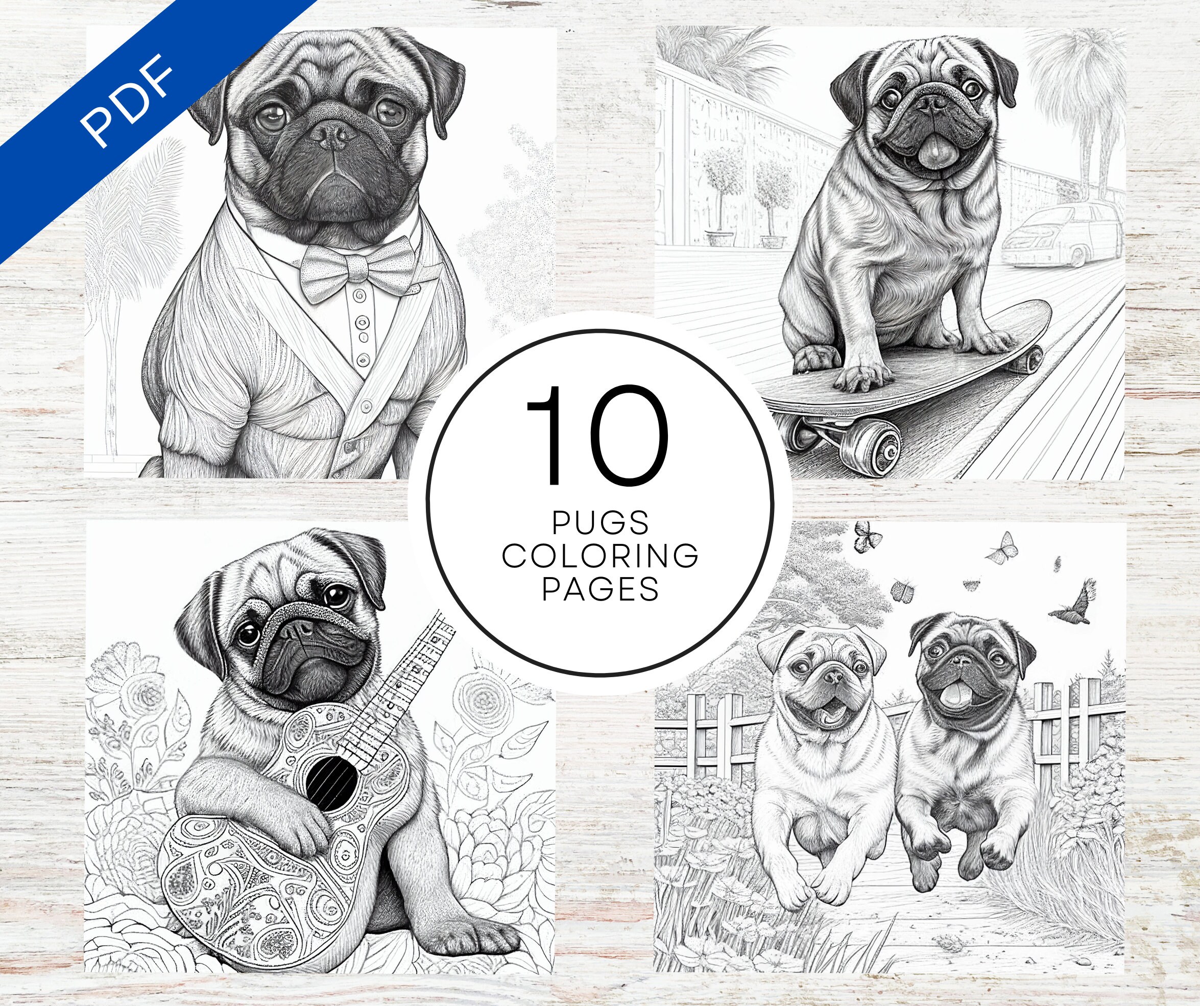 10-cute-pugs-coloring-pages-printable-dog-coloring-sheets-etsy