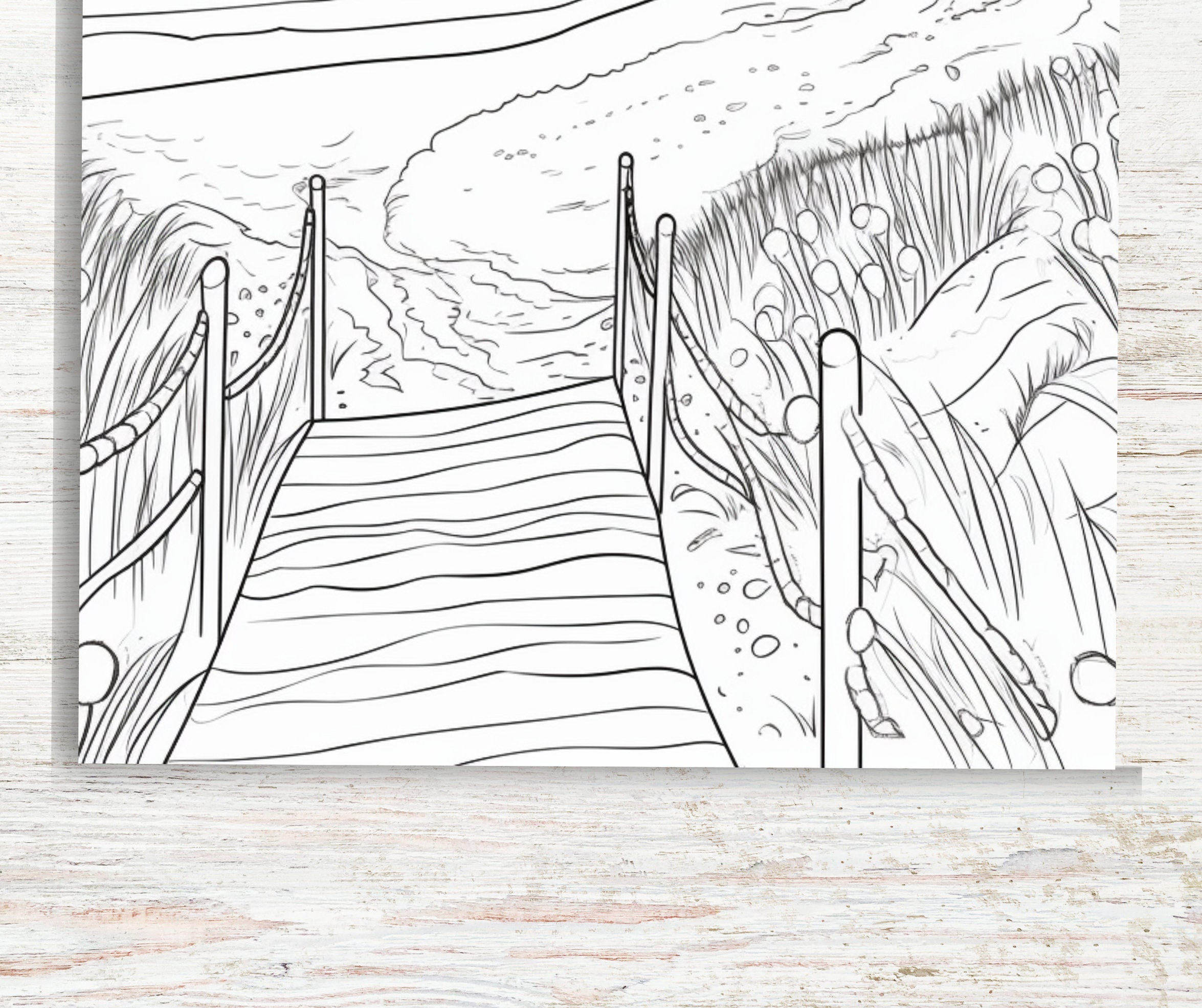 KDP Interior 50 Beach Landscape Coloring Pages 8.5 X 11 Printable PDF ...