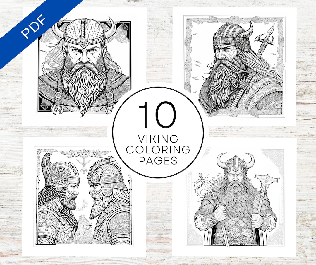 Viking Warrior Coloring Pages | 8.5" X 11 PDF | 10 Pages | Norse ...