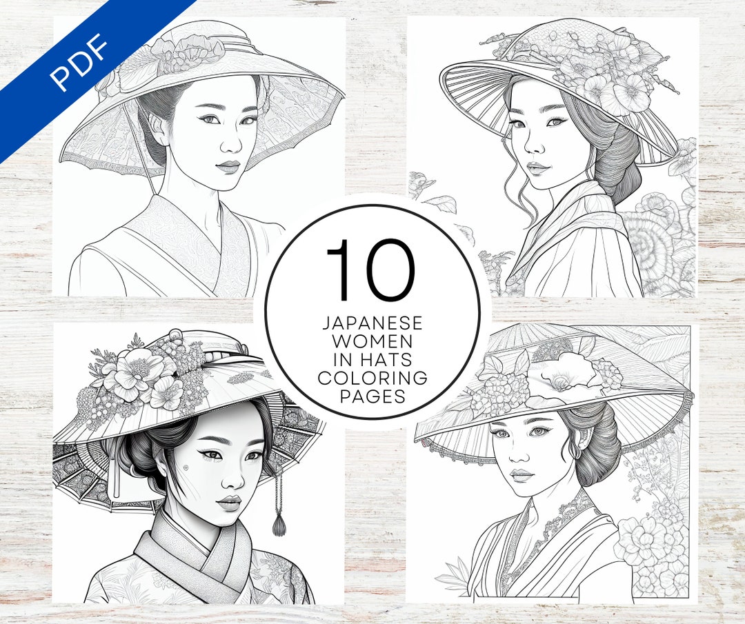 10 Japanese Women Printable Coloring Pages for Relaxation and Creativity