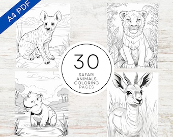 30 Safari Animals Coloring Pages | A4 Printable PDF | Kids Coloring Book | Safari African Animals Colouring For Kids, Teens & Adults
