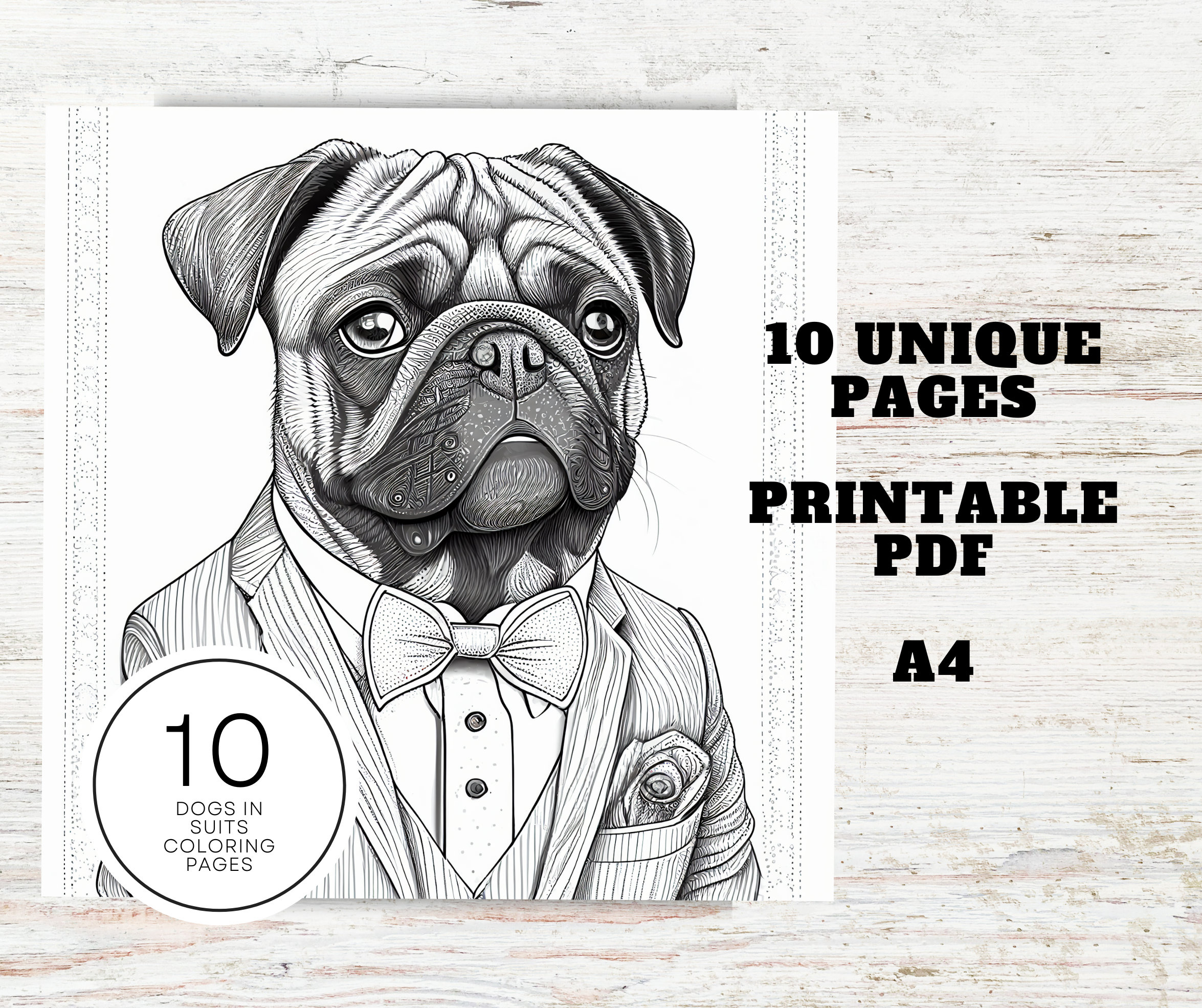 10 Dogs in Suits Coloring Pages Printable Dog Coloring - Etsy