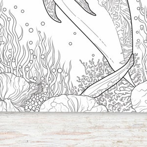 KDP Interior Sea Animals Coloring Pages For Adults | 8.5" x 11" Printable PDF & Canva Template | Stress Relief Coloring Book image 4