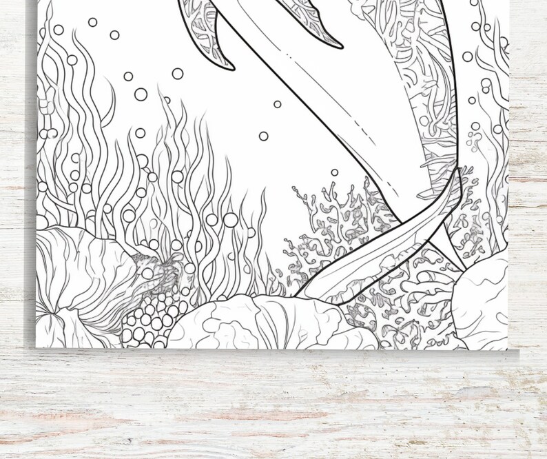 KDP Interior Sea Animals Coloring Pages For Adults | 8.5" x 11" Printable PDF & Canva Template | Stress Relief Coloring Book image 4