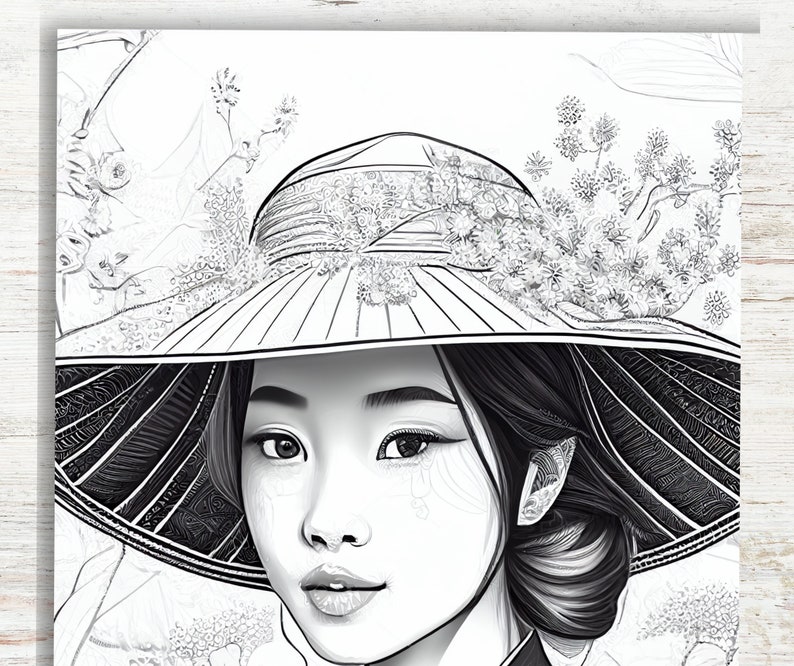 10 Japanese Women Printable Coloring Pages for Relaxation and Creativity