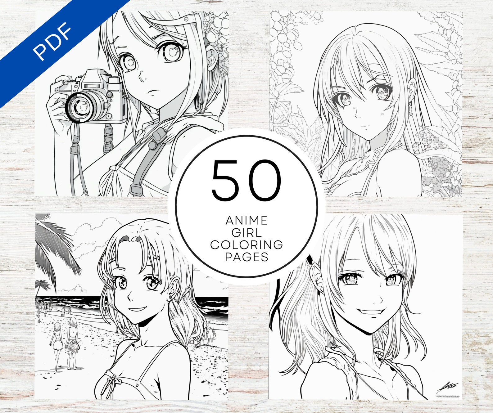 KDP Interior Anime Girl Coloring Pages 8.5 X 11 Printable PDF Manga ...