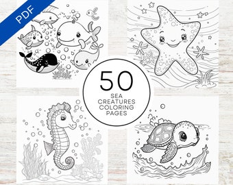 KDP Interior Sea Creatures Coloring Pages | 8.5" x 11" Printable PDF | Kids Coloring Book | Commercial Use Activity Book