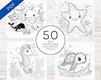 KDP Interior Sea Creatures Coloring Pages | 8.5&quot; x 11&quot; Printable PDF | Kids Coloring Book | Commercial Use Activity Book
