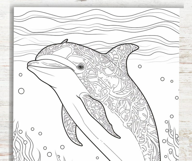 KDP Interior Sea Animals Coloring Pages For Adults | 8.5" x 11" Printable PDF & Canva Template | Stress Relief Coloring Book image 3