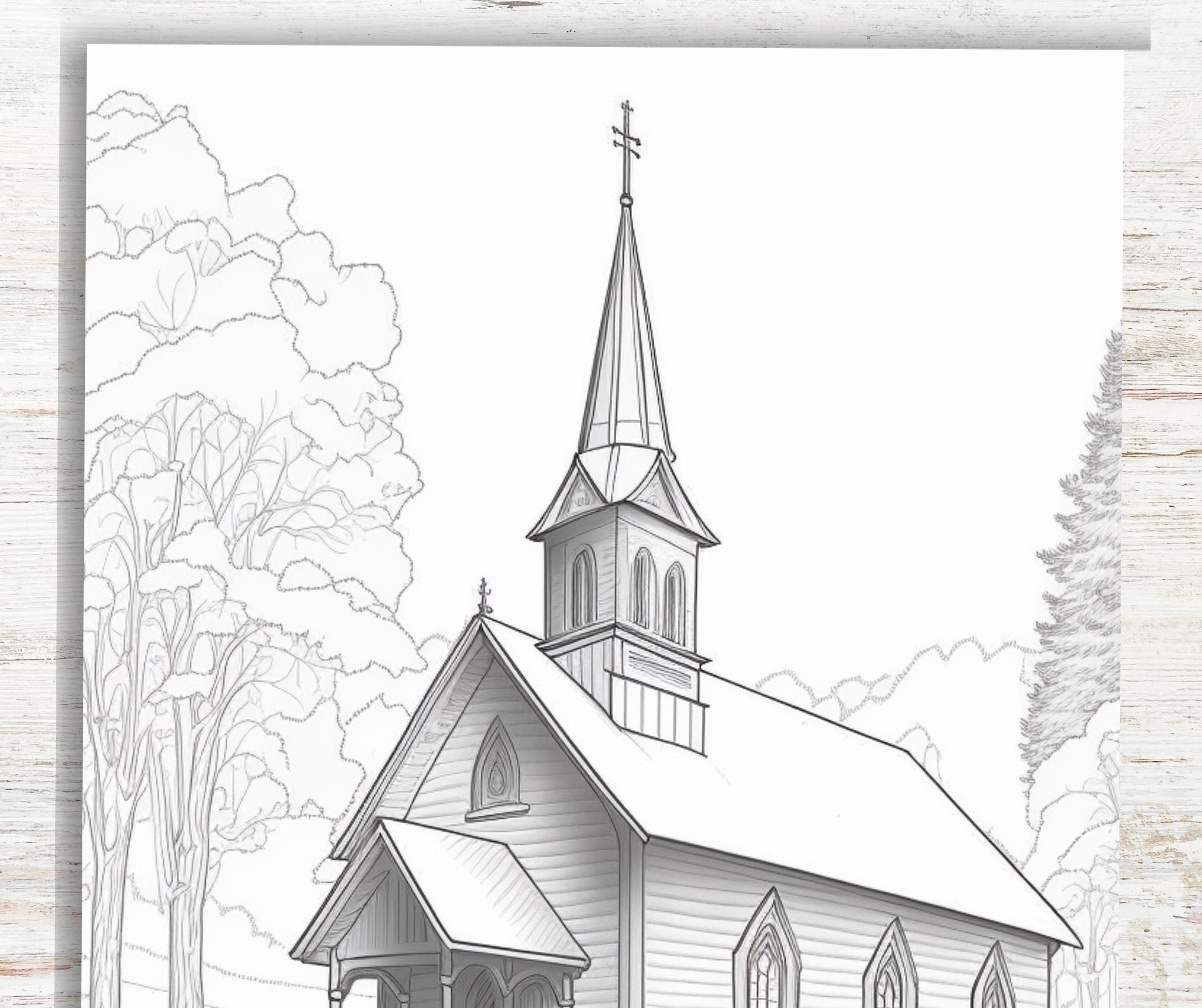 KDP Interior 50 Church Coloring Pages for Adults | 8.5" X 11" PDF ...