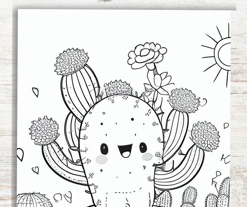 Cute Cactus Coloring Pages Printable PDF 10 Pages A4 for - Etsy
