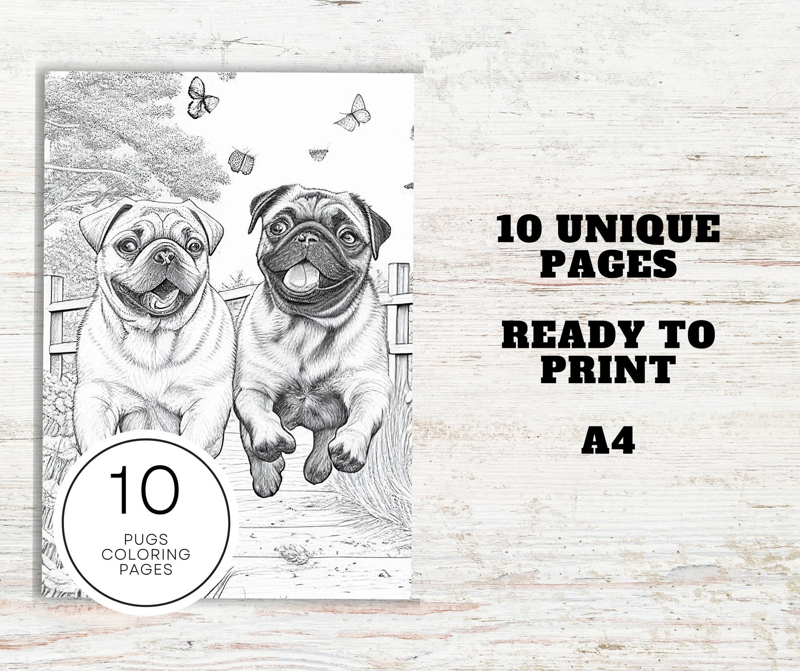 10 Cute Pugs Coloring Pages Printable Dog Coloring Sheets for Teens