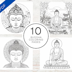 10 Buddha Malvorlagen | Druckbare PDF A4 | Buddhistische Ausmalbilder für Erwachsene zum Stressabbau & Entspannung