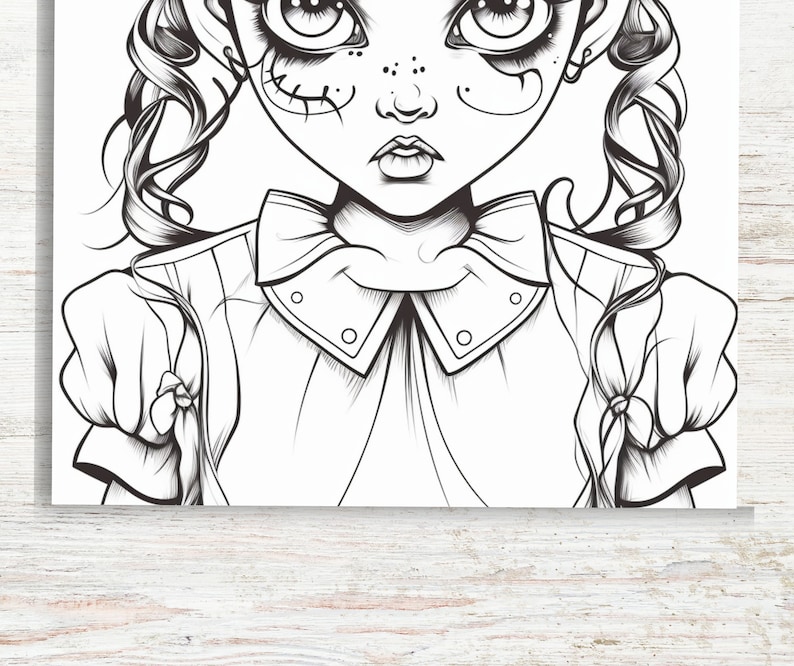 30 Evil Horror Girls Coloring Pages Printable PDF 30 Pages A4 Creepy ...
