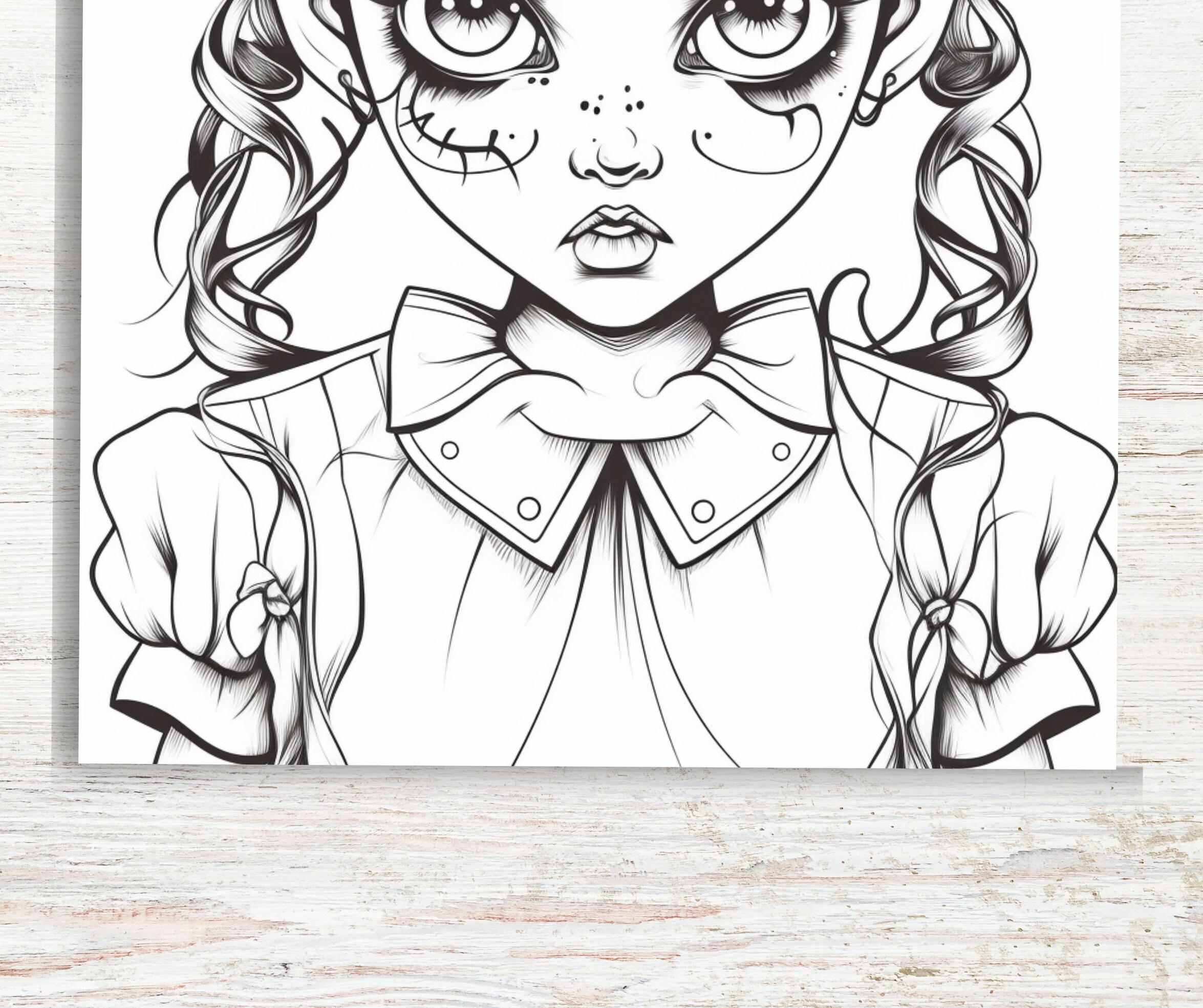 30 Evil Horror Girls Coloring Pages Printable PDF 30 Pages A4 Creepy