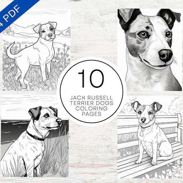 10 Jack Russell Terrier Dogs Coloring Pages | Printable Dog Coloring Sheets For Teens, Adults & Dog Lovers | Stress Relief And Relaxation