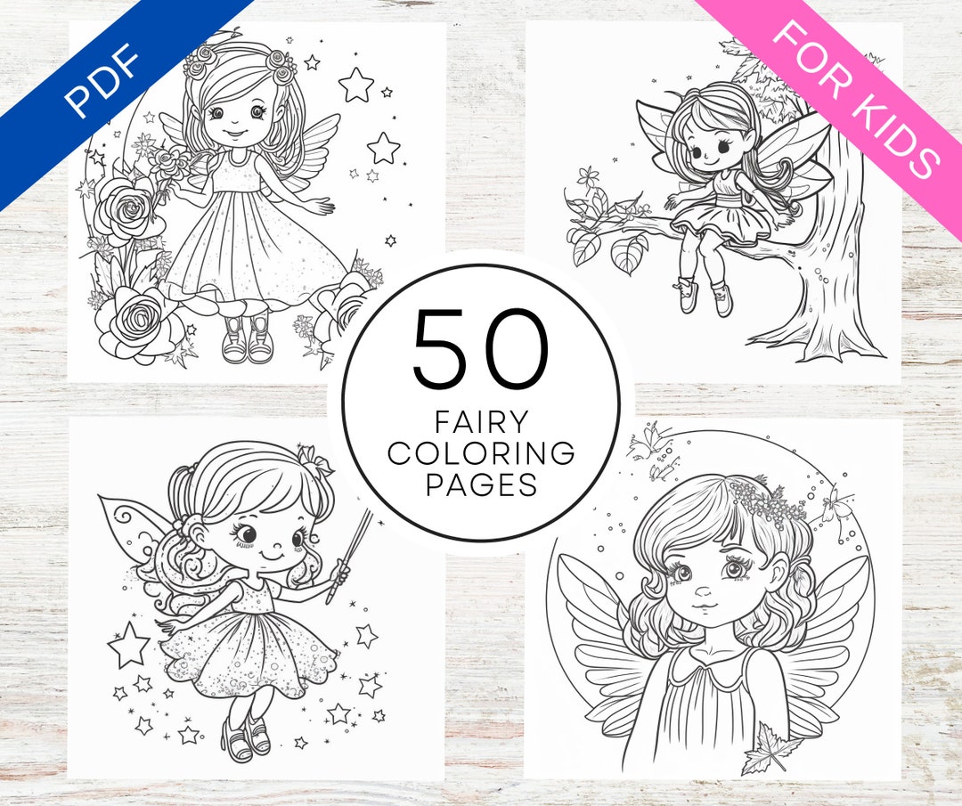 KDP Interior 50 Fairy Coloring Pages for Kids | 8.5" X 11" Printable ...