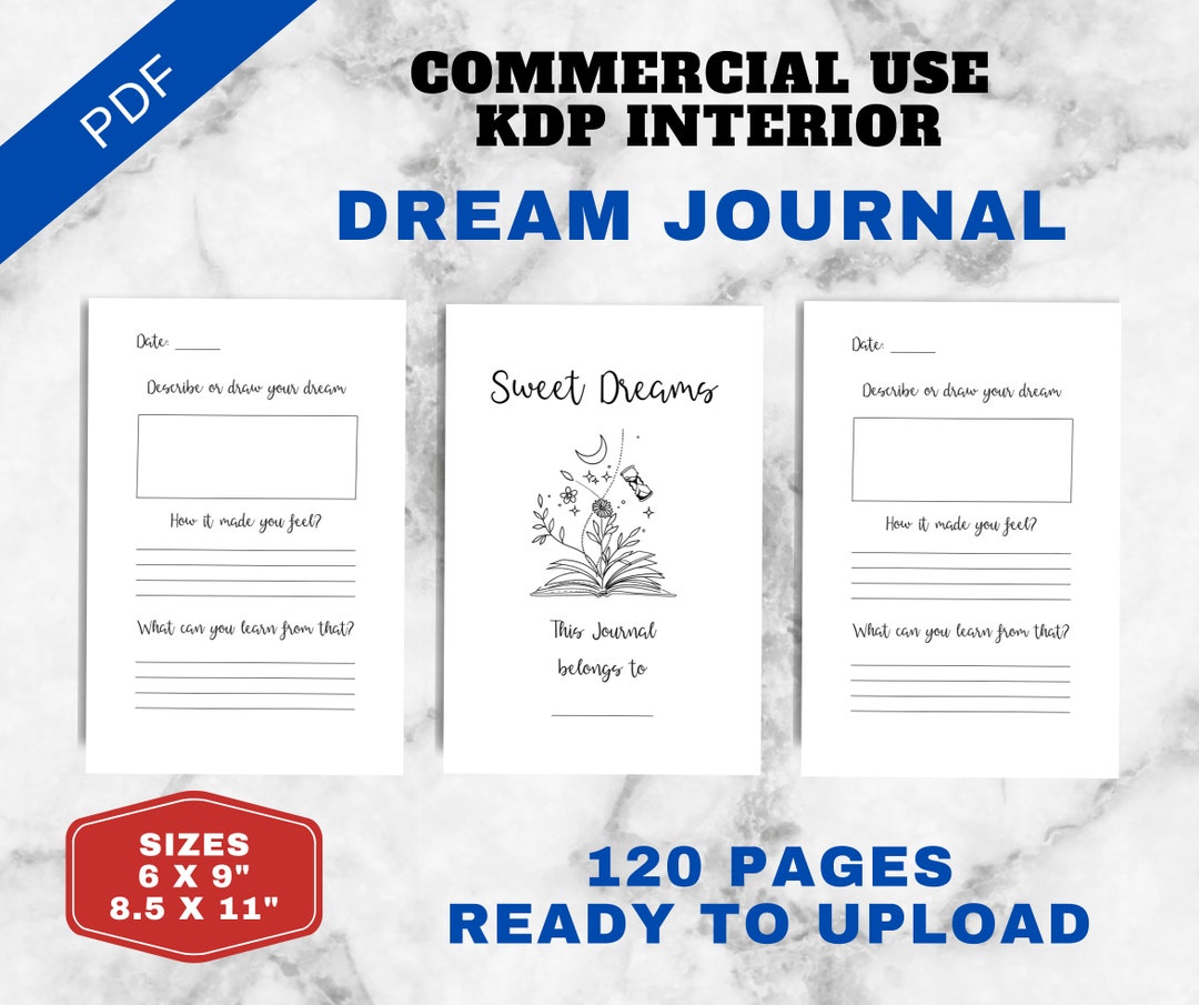 KDP Interior Dream Journal | Commercial Use Low Content Book ...