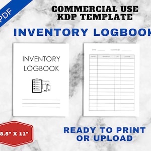 Inventory Logbook KDP Interior | 8.5&quot;x11&quot; Ready To Upload | Commercial Use | Low Content Journal Template | Printable PDF
