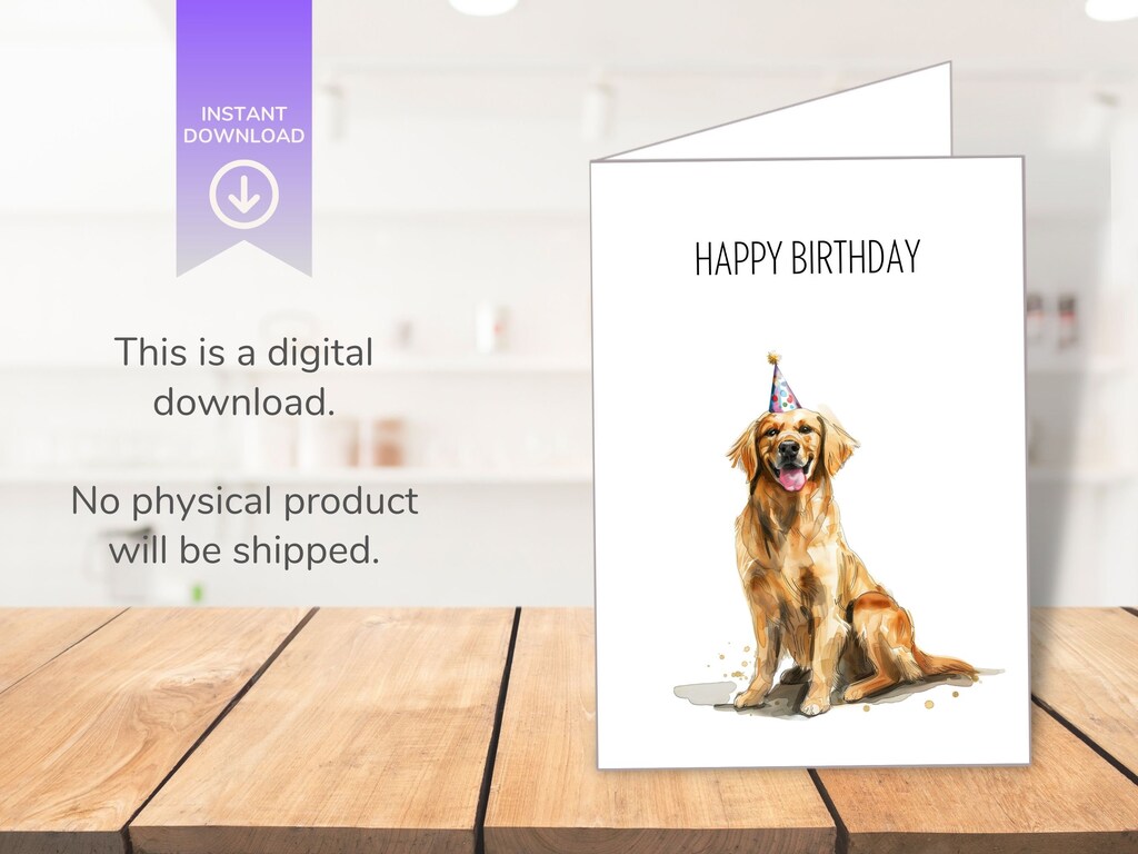 Biglietto Di Auguri Per Compleanno Con Golden Retriever - Divertente E Di Alta Qualità - 145x145 Mm - Fatto In UK Su Carta Riciclata FSC Con Busta Di Lusso