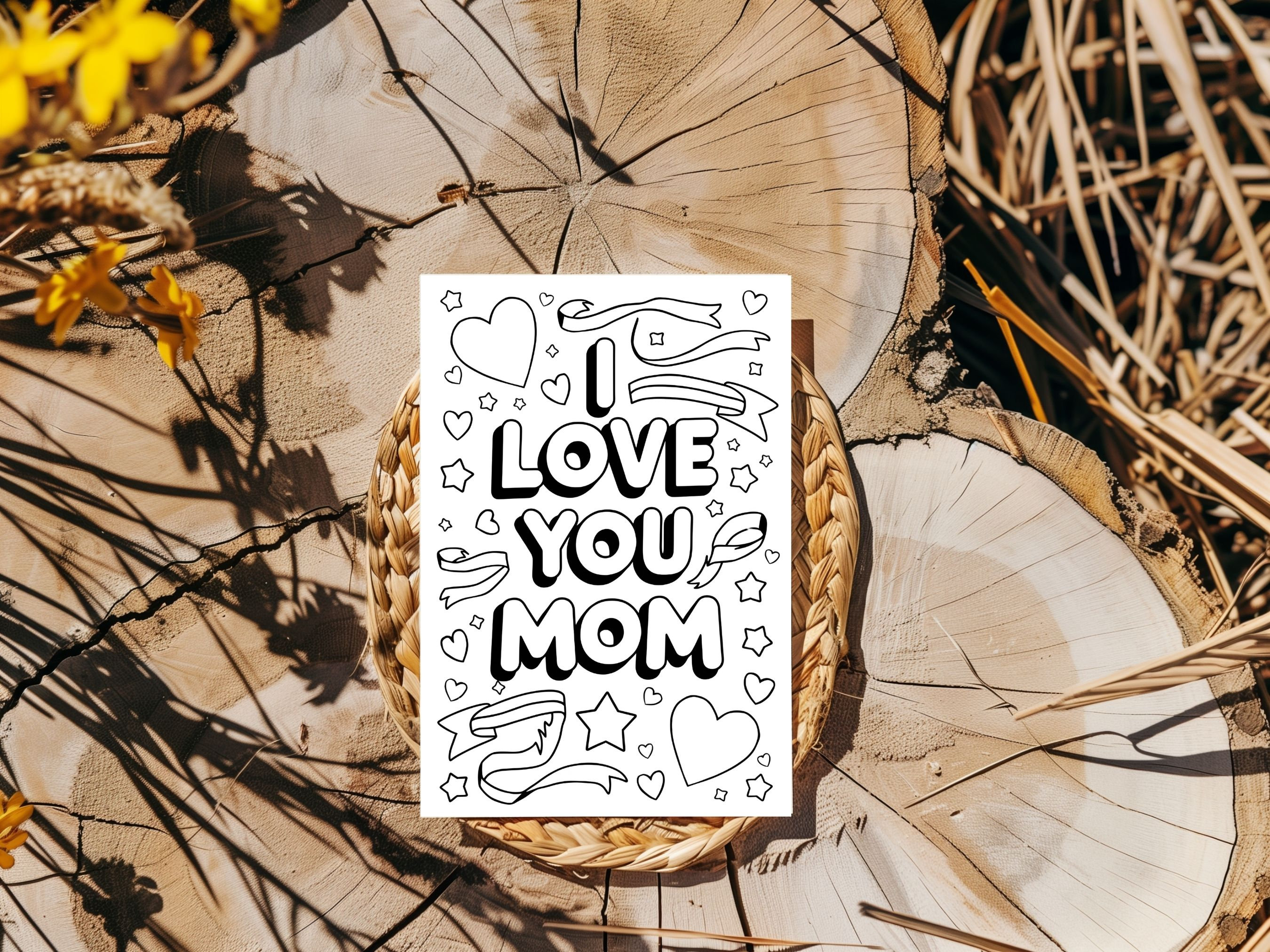 I Love You Mom Printable Coloring Card Mother's Day Digital Download ...