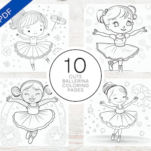10 Cute Ballerina Coloring Pages | Printable Coloring Sheets For Kids, Teens & Adults | Stress Relief And Relaxation | A4 PDF