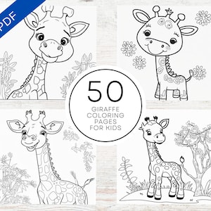 KDP Interior 50 Giraffe Coloring Pages For Kids | 8.5&quot; x 11&quot; Printable PDF | Kids Coloring Book | Commercial Use Activity Book