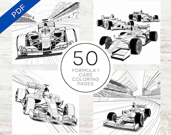 KDP Interior Formula 1 Coloring Pages | 8.5" x 11" Printable PDF & Canva Template | F1 Kids Coloring Book | Commercial Use Activity Book