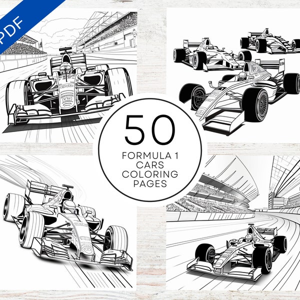 KDP Interior Formel 1 Malvorlagen | 8,5 "x 11" druckbare PDF & Canva Vorlage | F1 Kinder Malbuch | Aktivitätsbuch für kommerzielle Nutzung