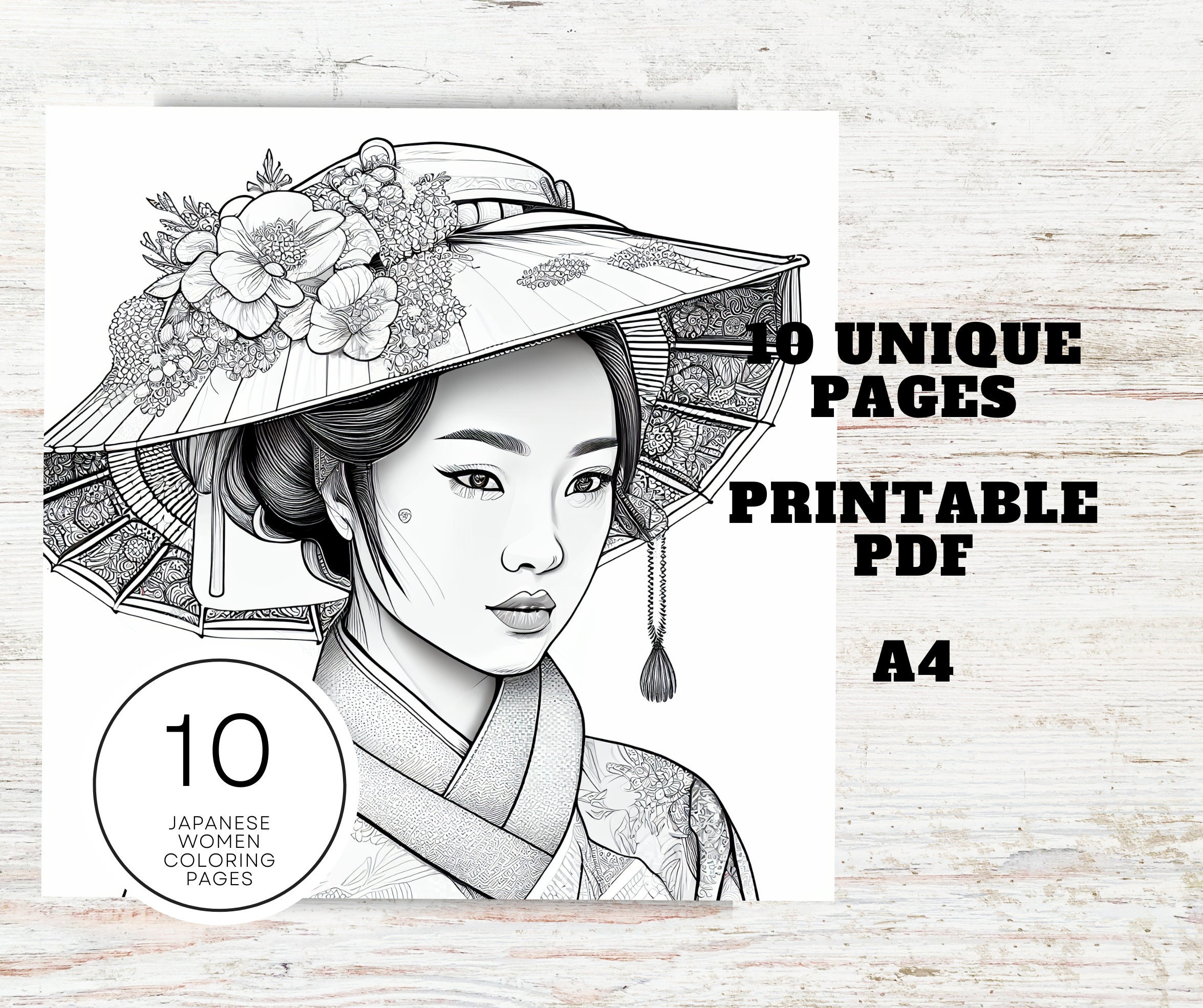 10 Japanese Women Printable Coloring Pages for Relaxation and Creativity