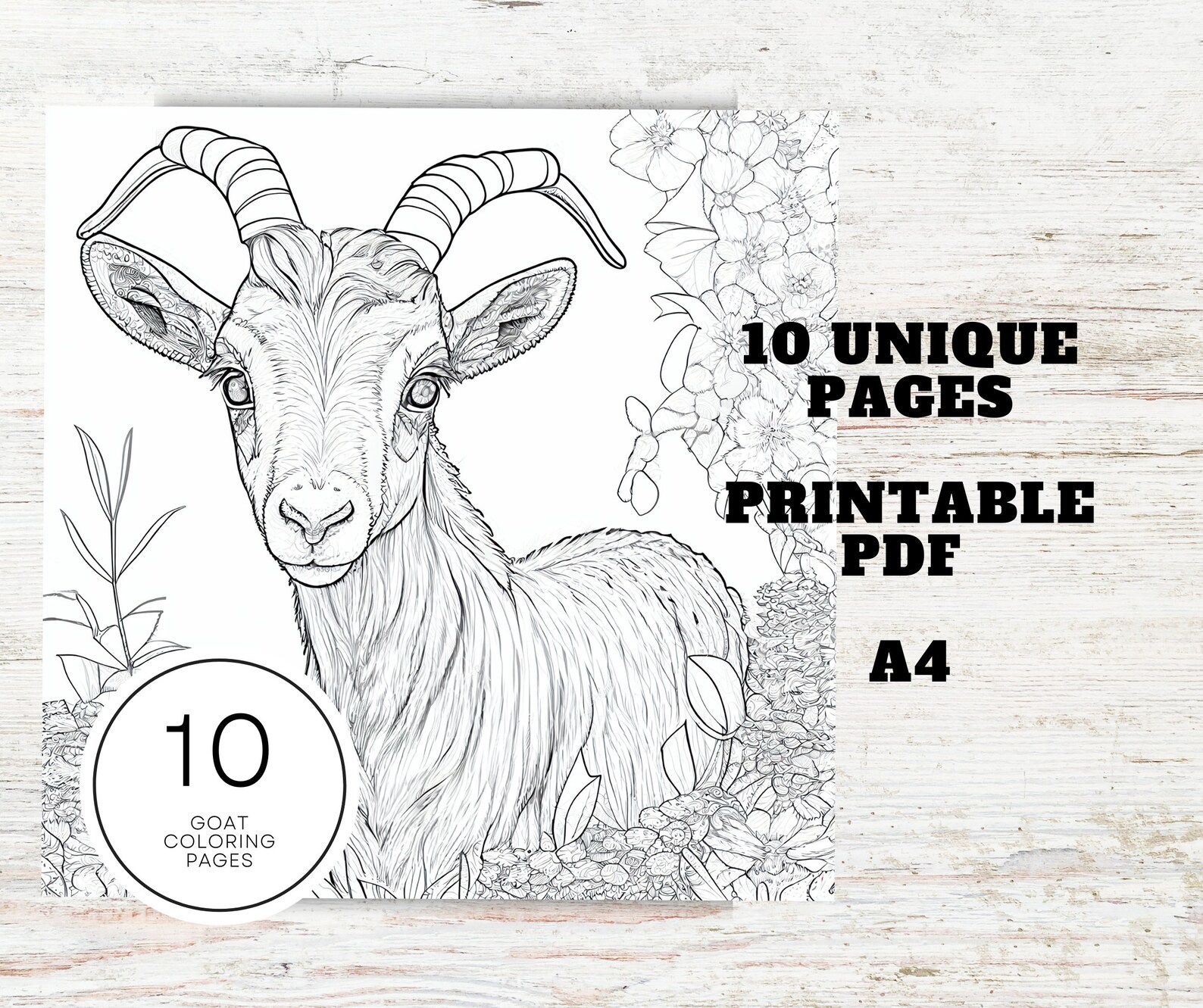 10 Realistic Goat Coloring Pages for Teens & Adults | A4 Printable ...