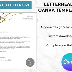 Plantilla de membrete moderno, Plantilla canva de membrete personal, Plantilla de membrete personalizable, Membrete corporativo digital