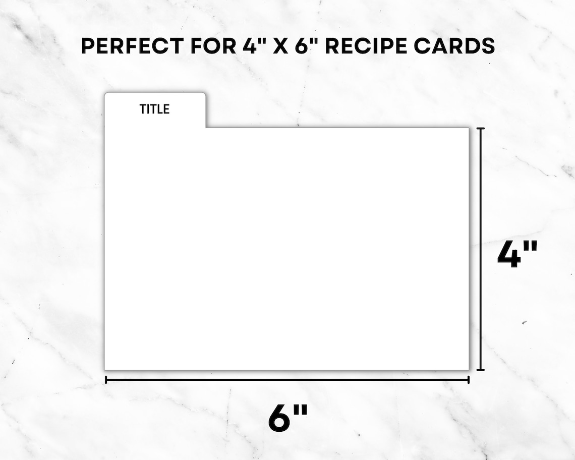 Recipe Card Dividers, 4X6 Recipe Card Divider Template, Recipe Box