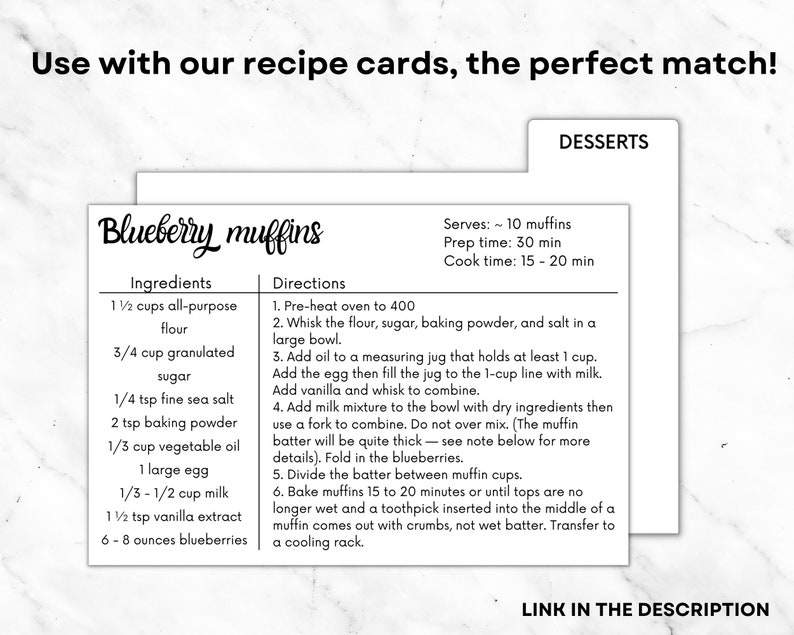 Recipe Card Dividers, 4X6 Recipe Card Divider Template, Recipe Box Dividers, 4X6 Index Cards ...