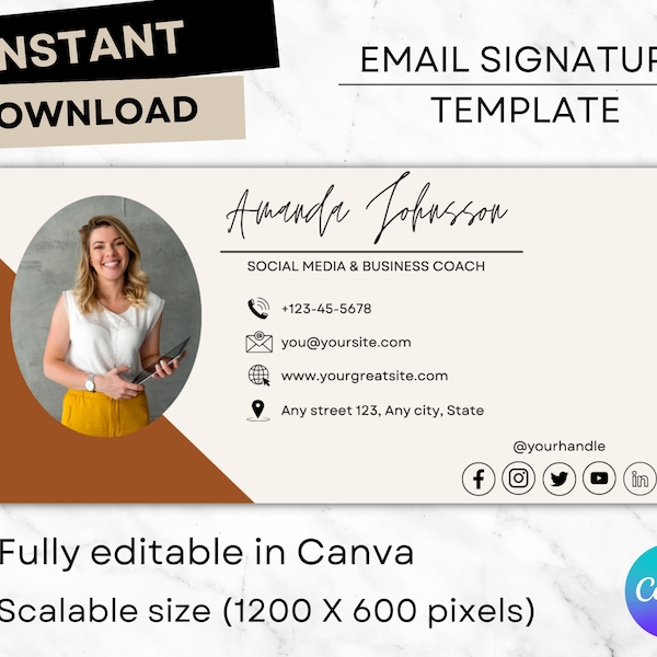 Email signature template with photo, Gmail signature with logo, Email marketing template, Real estate email signature, Realtor signature