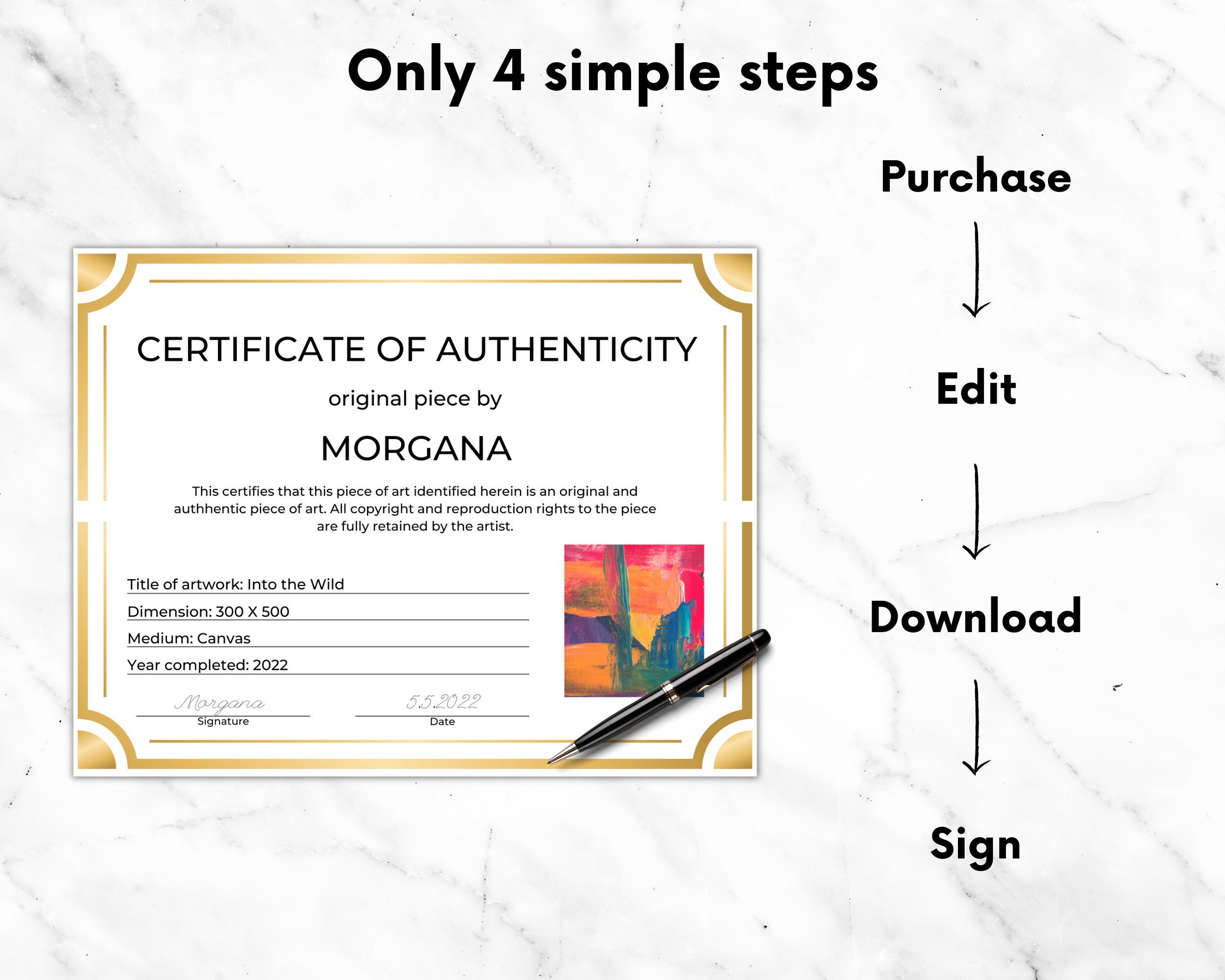 Certificate of Authenticity for Artwork, Authenticity Certificate