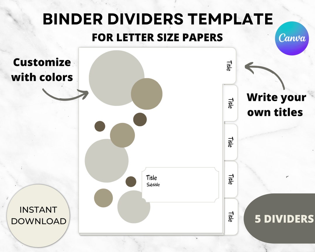 Binder Dividers Template Letter Size Planner Dividers Etsy