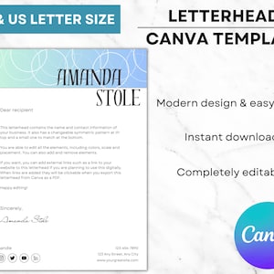 Plantilla canva de membrete personal, Plantilla de membrete moderno, Plantilla de membrete personalizable, Membrete corporativo digital