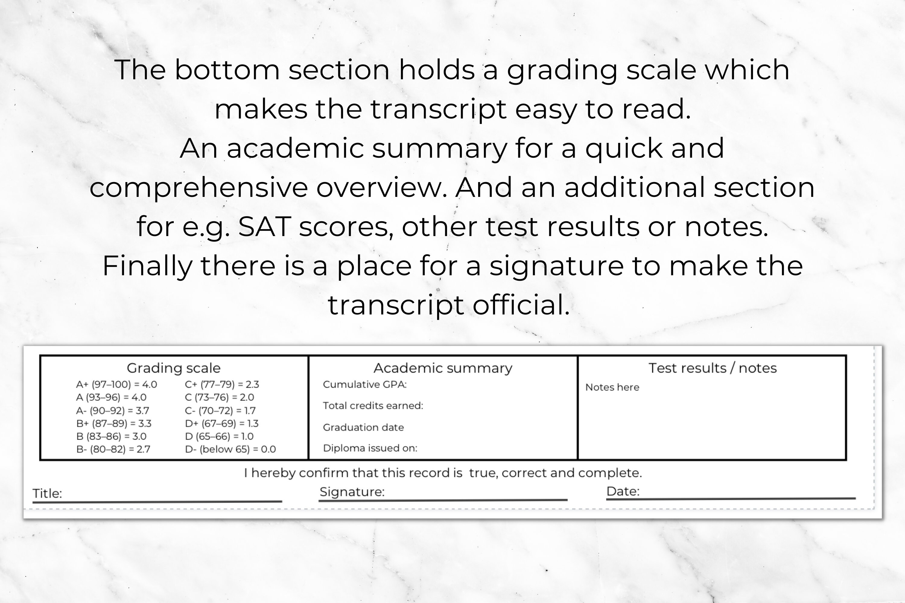 Report Card Template, Fillable High School Transcript, Printable ...